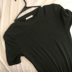 Green mock turtleneck dress